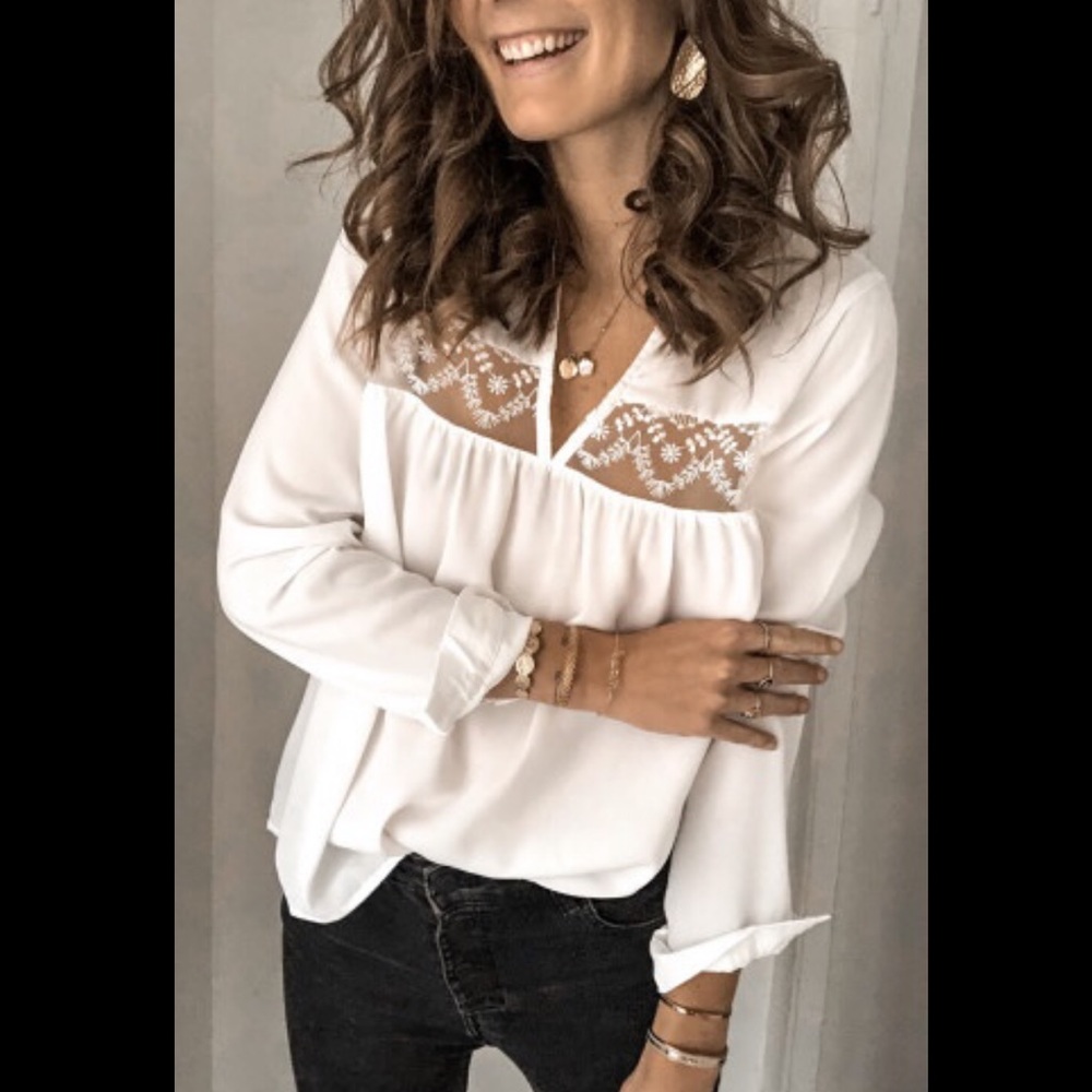 ✨Becca blouse✨✨ lace chiffon shirt - Picture 2 of 3